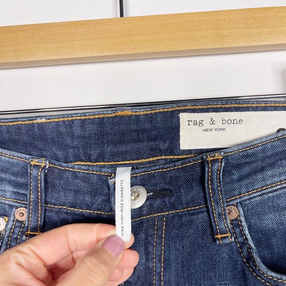 Rag & Bone Womens 24 Nina High Rise Cigarette Jeans Aster Dark Wash Straight Leg - Picture 8 of 12